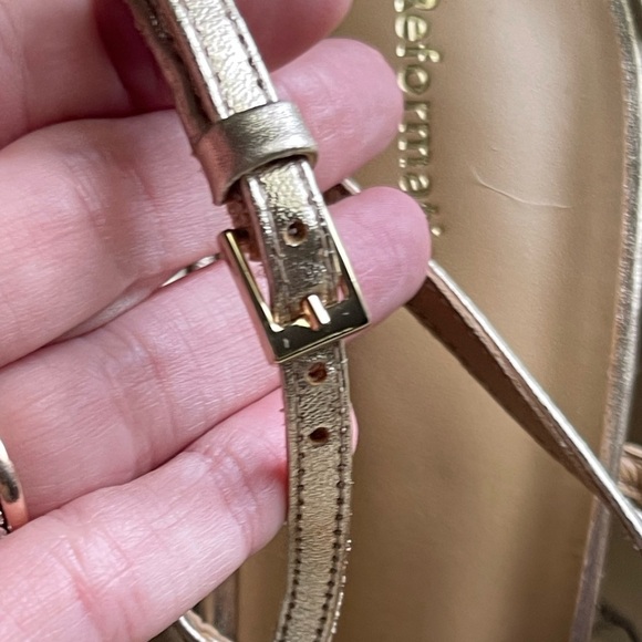 NEW Reformation Metallic Gold Ava Wedge Espadrille Sandal Size 10 - Picture 4 of 11